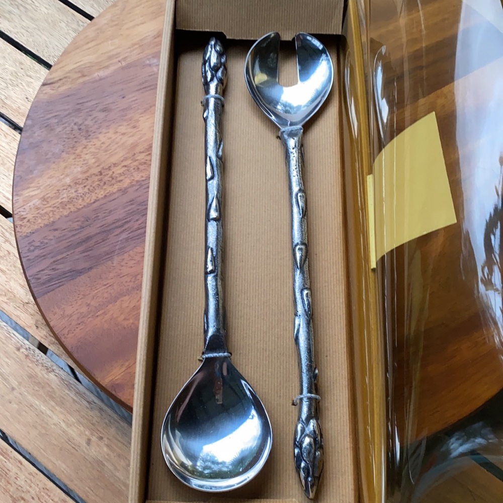 Pottery Barn Metal Large 13.5’ Silver Asparagus Servers Never Used in Box